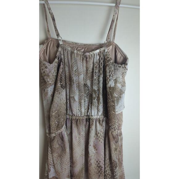 Whimsigoth Fairycore Floor Length Maxi Dress Gold Shimmer Ruffles Women's M - Picture 7 of 8